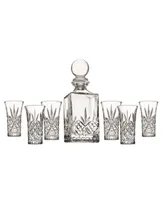 Godinger Dublin Crystal 7 Piece Spirits Decanter & Shot Glass Set