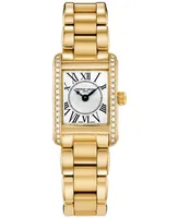 Frederique Constant Women's Swiss Classics Carree Diamond (3/8 ct. t.w.) Gold-Tone Stainless Steel Bracelet Watch 23mm
