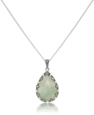 Faceted Jade Teardrop Pendant and a Curb Chain