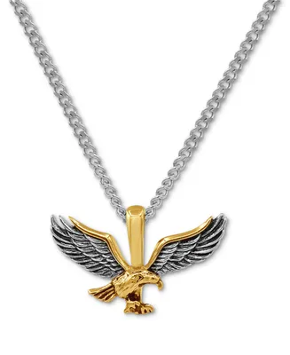 Men's Two-Tone Eagle 24" Pendant Necklace in Stainless Steel & Yellow Ion-Plate - Two