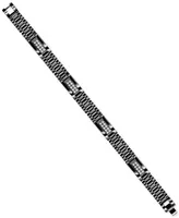 Men's Cubic Zirconia Cluster Link Bracelet in Black Ion-Plated Stainless Steel