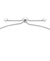 Cultured Freshwater Pearl (4mm) and Diamond (1/20 ct. t.w.) Bolo Bracelet in Sterling Silver