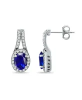 Giani Bernini Simulated Blue Sapphire and Cubic Zirconia Halo Earrings