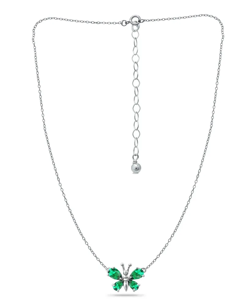 Giani Bernini Created Green Quartz Butterfly Necklace