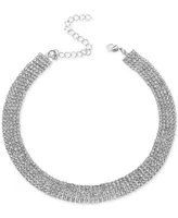 I.n.c. International Concepts Silver-Tone Rhinestone Wide Choker Necklace, 13" + 3" extender