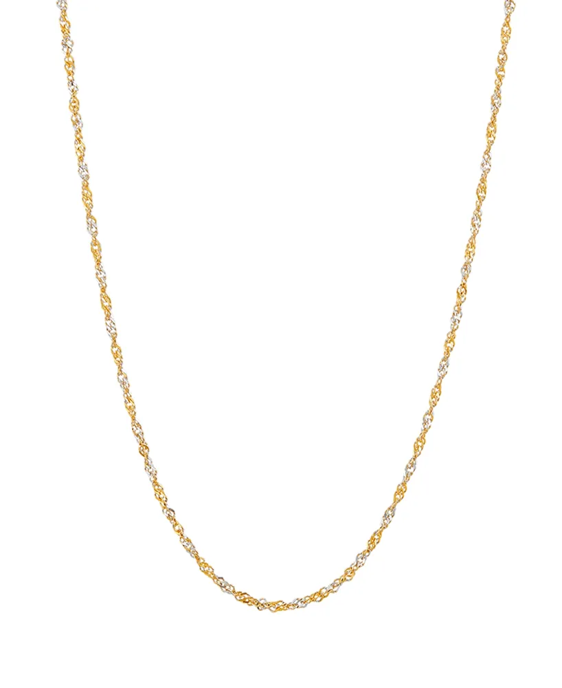 Polished Two-Tone Diamond Cut 16" Singapore Chain in 10K Yellow Gold - Two