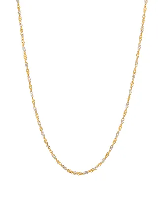 Polished Two-Tone Diamond Cut 16" Singapore Chain in 10K Yellow Gold - Two