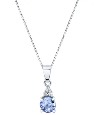Tanzanite (5/8 ct. t.w.) & Diamond Accent 18" Pendant Necklace in 14k White Gold