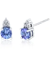 Tanzanite (1/2 ct. t.w.) & Diamond (1/20 ct. t.w.) Stud Earrings in 14k White Gold