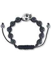 Andrew Charles by Andy Hilfiger Men's Onyx Bead Skull Bolo Bracelet Stainless Steel (Also Tiger's Eye & White Agate)