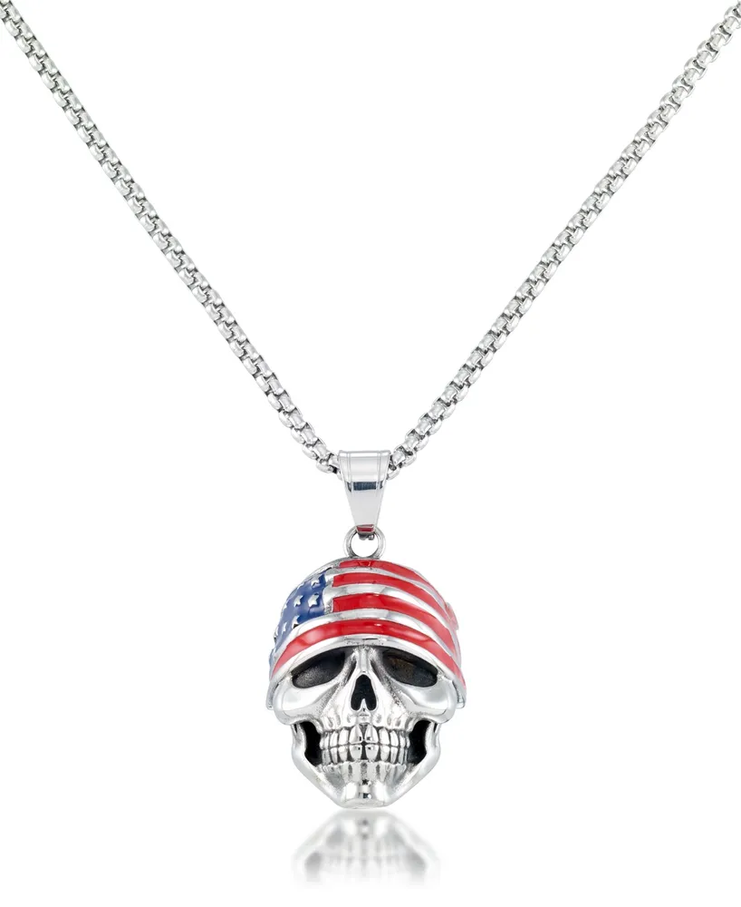 Andrew Charles by Andy Hilfiger Men's Skull 24" Pendant Necklace in Stainless Steel