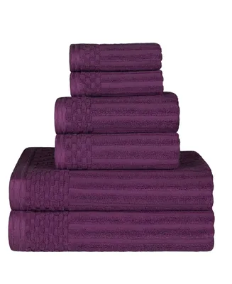 Superior Soho Checkered Border Cotton 6 Piece Towel Set