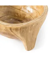 Burned Wood Carved Small Serving Fruit Bowl Bread Basket