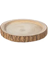 Wood Tree Bark Indented Display Tray Serving Plate Platter Charger