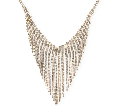 I.n.c. International Concepts Gold-Tone Rhinestone Angled Fringe Statement Necklace, 18" + 3" extender, Created for Macy's