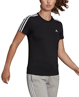 adidas Women's Essentials Cotton 3 Stripe T-Shirt