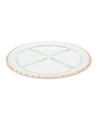 Classic Touch Glass 4 Section Relish Dish - Clear, Gold