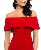 X by Xscape Petite Ruffled Off-The-Shoulder Gown