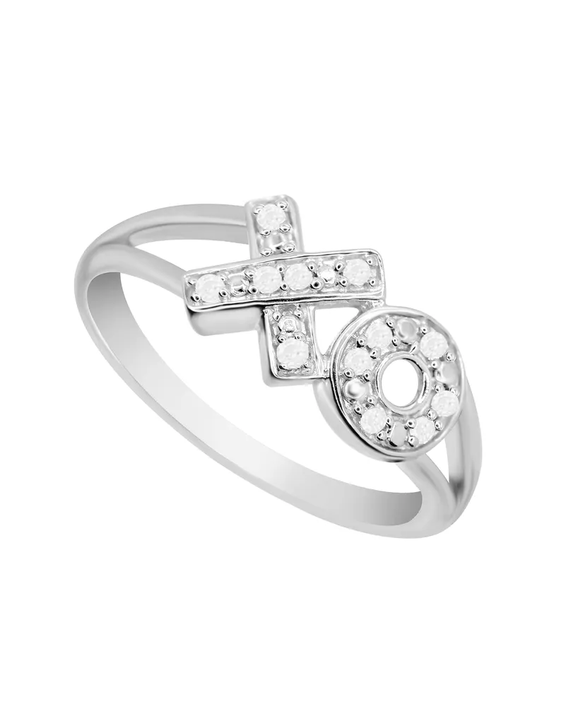 Diamond Xo Ring (1/10 ct. t.w.) in Sterling Silver