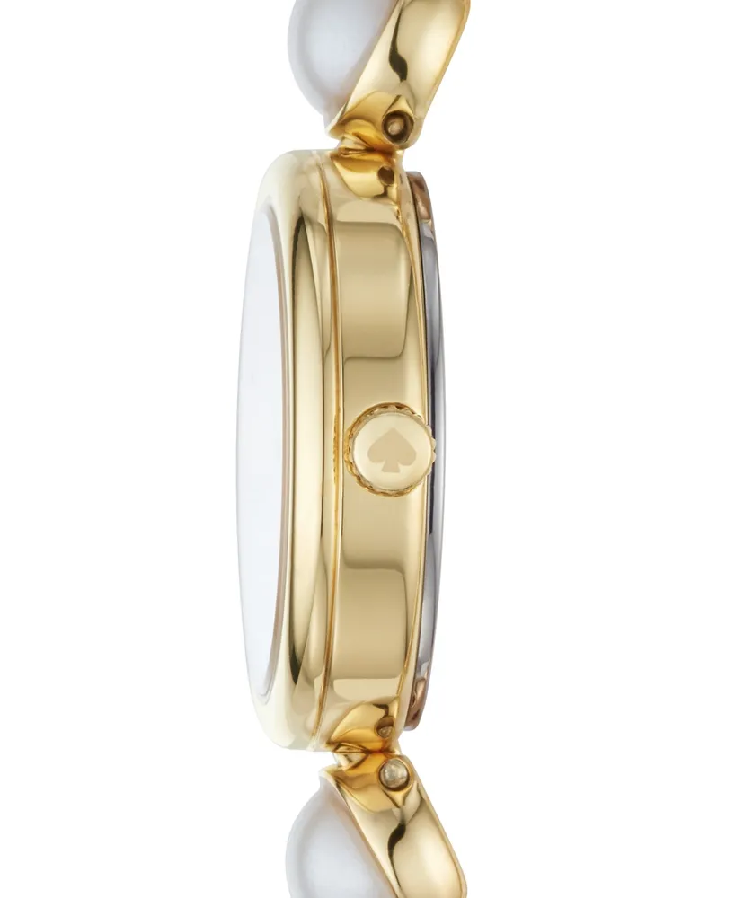 kate spade new york Monroe Gold-Tone Stainless Steel & Faux Pearl Bracelet Watch 24mm