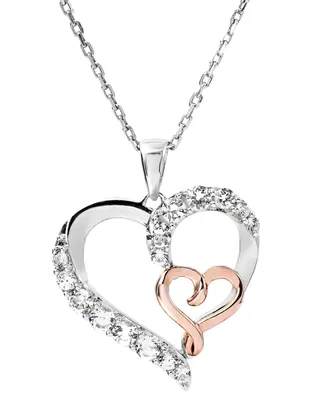 Women's 14K Rose Gold Plated Heart Pendant Necklace in Sterling Silver