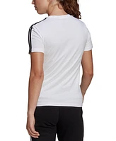 adidas Women's Essentials Cotton 3 Stripe T-Shirt