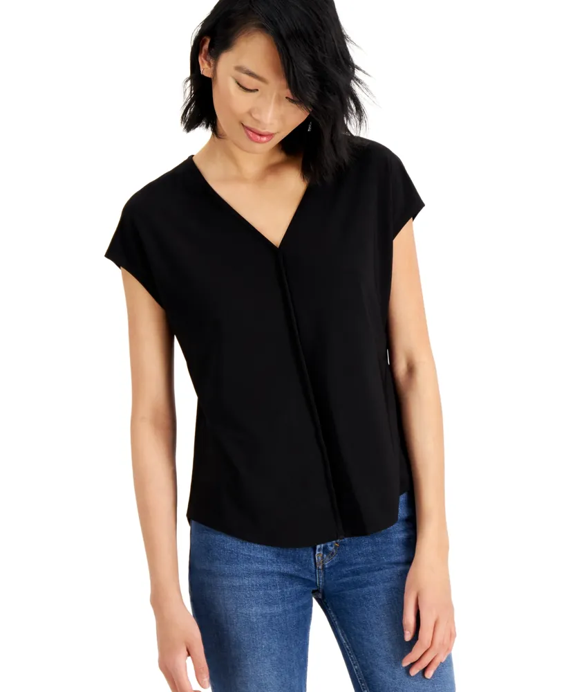 Bar Iii Women's Seamed V-Neck Top, Created For Macy's