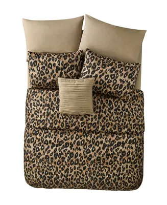 Vcny Home Cheetah Reversible Bed in a Bag 8 Piece Comforter Set, Twin Xl