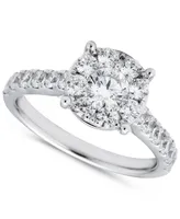 Diamond Halo Bridal Set ( ct. t.w.) in 14k White Gold