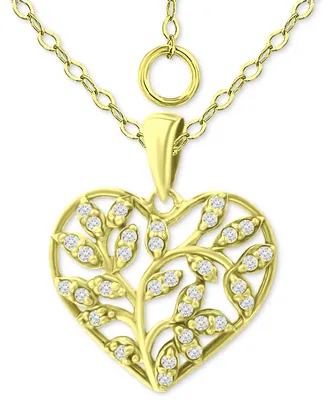 Giani Bernini Cubic Zirconia Heart 16" Pendant Necklace, Created for Macy's