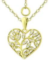 Giani Bernini Cubic Zirconia Heart 16" Pendant Necklace, Created for Macy's