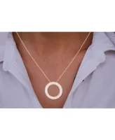 Cubic Zirconia Baguette and Round Sterling Silver Open Circle Necklace (Also 14k Gold Over or Rose Silver)