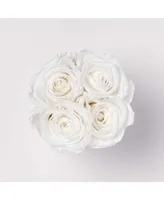 Infinity Roses Round Box of White Real Roses Preserved To Last Over A Year