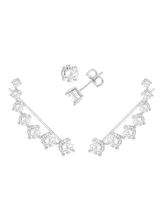 And Now This Cubic Zirconia Stud & Graduated Climber Set in Silver Plate or Gold Plate