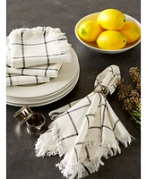 Design Imports Check Fringed Napkin, Set of 6