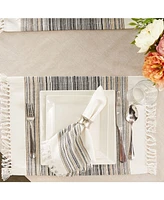 Design Imports Fringed Stripe Table Toppers, 13" x 20", Set of 6