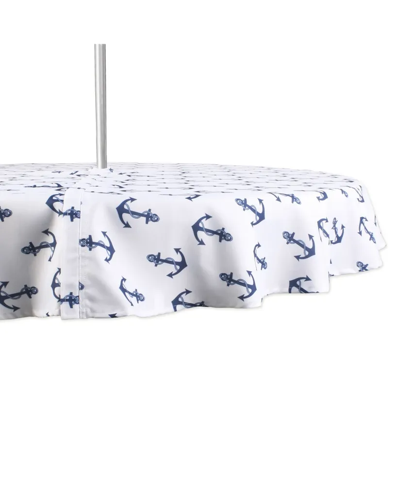 Design Imports Anchors Print Outdoor Tablecloth with Zipper