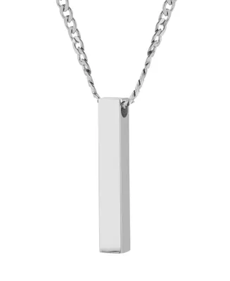 Men's Stainless Steel Vertical Square Pendant Necklace