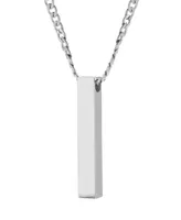 Men's Stainless Steel Vertical Square Pendant Necklace