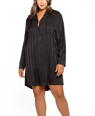 Women's Notch Collar Oversized Night Lingerie Shirt