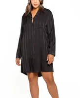 Women's Notch Collar Oversized Night Lingerie Shirt