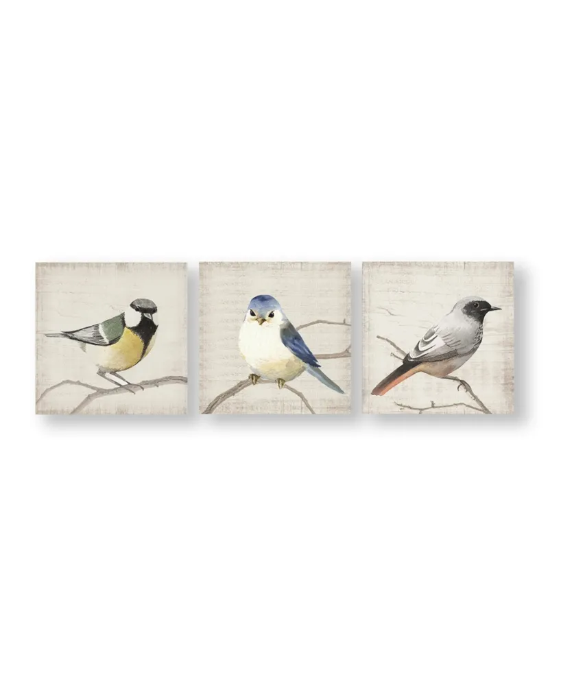 Graham & Brown Perched Birds Canvas Wall Art, Set of 3