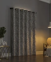Sun Zero Parrish Distressed Grid Thermal Extreme 100% Blackout Grommet Curtain Panel, 40" x 84"