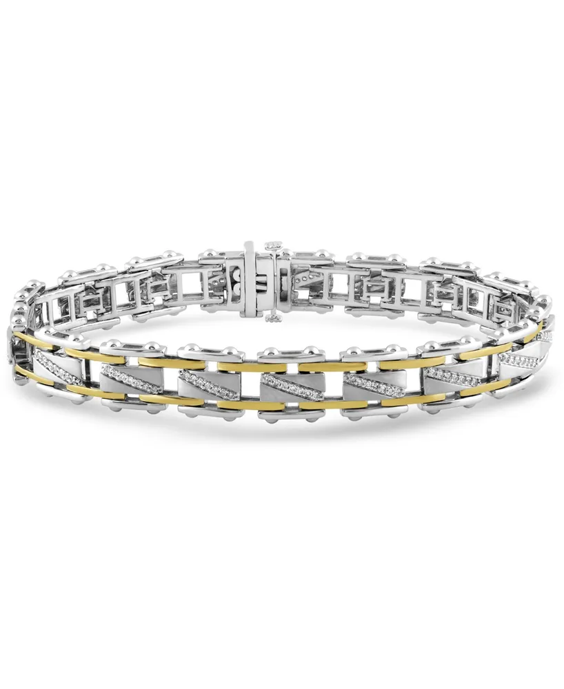 Men's Diamond Bracelet (1 ct. t.w.) in Sterling Silver & 18k Gold-Plate