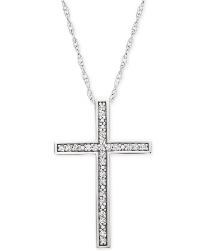 Diamond Cross Pendant Necklace (1/10 ct. t.w.) in Sterling Silver