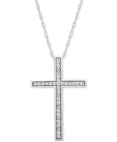 Diamond Cross Pendant Necklace (1/10 ct. t.w.) in Sterling Silver