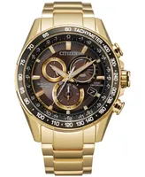 Citizen Eco-Drive Men's Chronograph Pcat Gold-Tone Stainless Steel Bracelet Watch 43mm