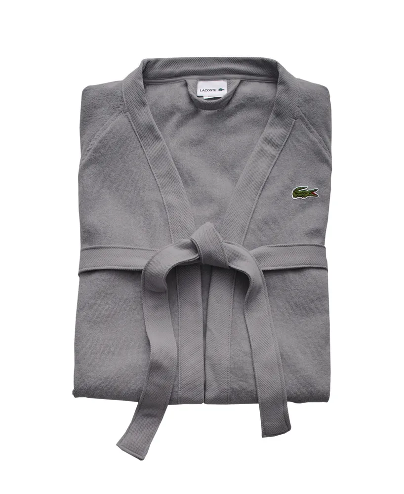 Lacoste Home Logo Patch 100% Cotton Pique Bath Robe