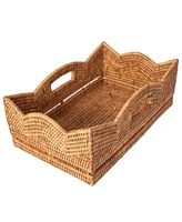 Artifacts Rattan Rectangular Scalloped Shelf Basket