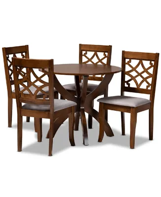 Sandra Modern and Contemporary Fabric Upholstered 5 Piece Dining Set